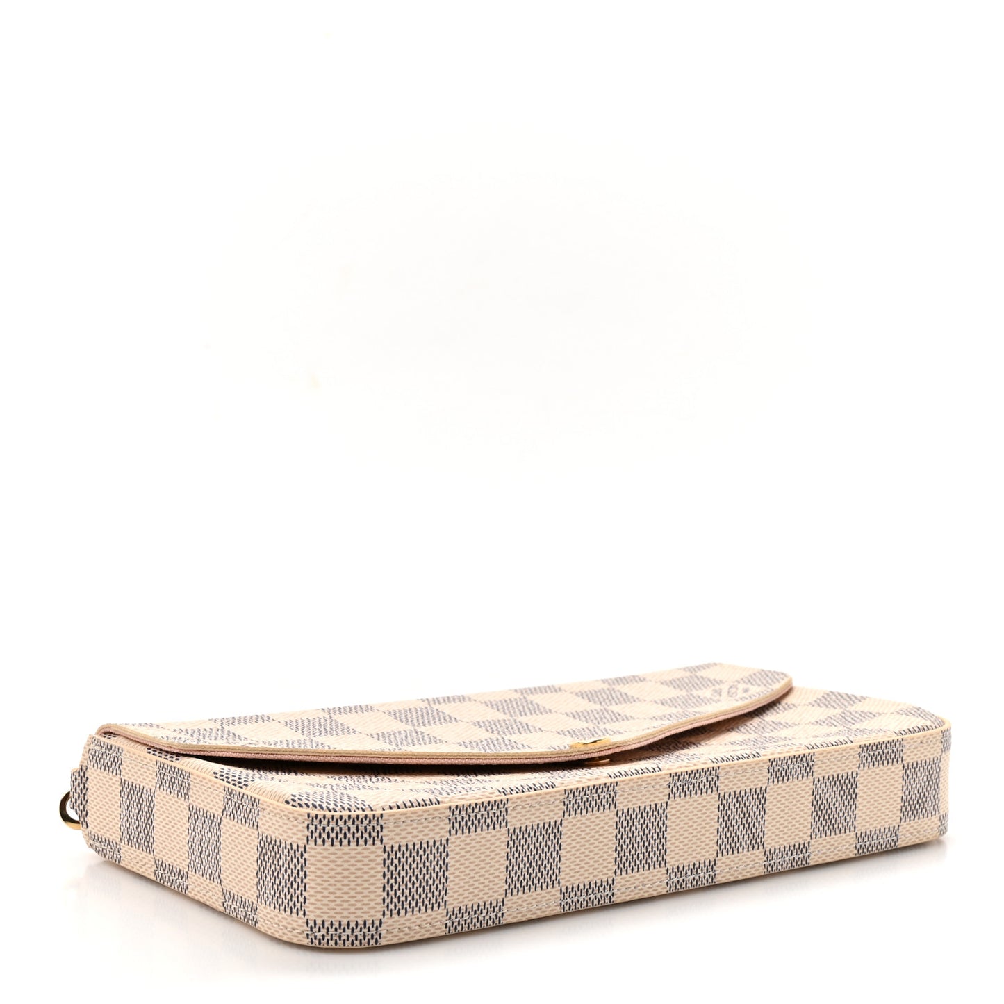 Damier Azur Pochette Felicie Chain Wallet Rose Ballerine