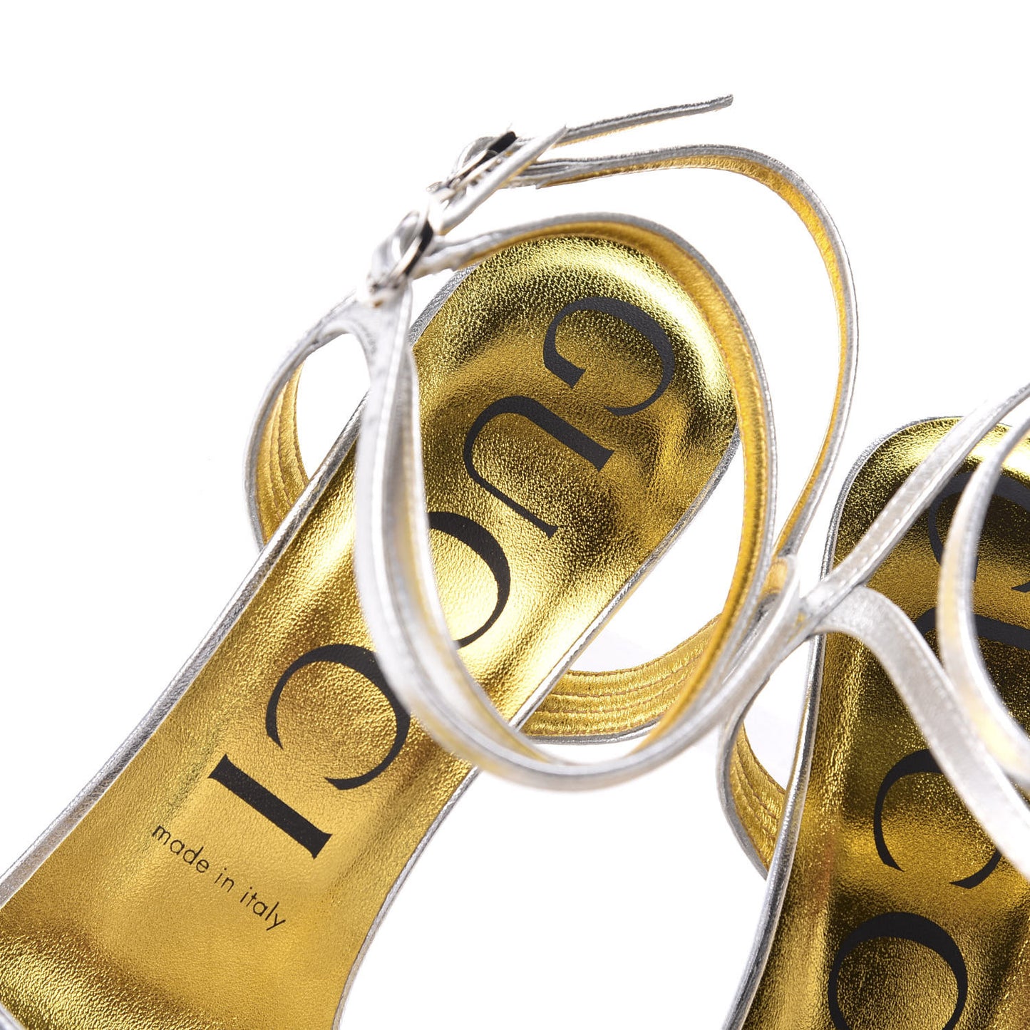 Patent Draconia Ankle Strap Sandal 37.5 Silver