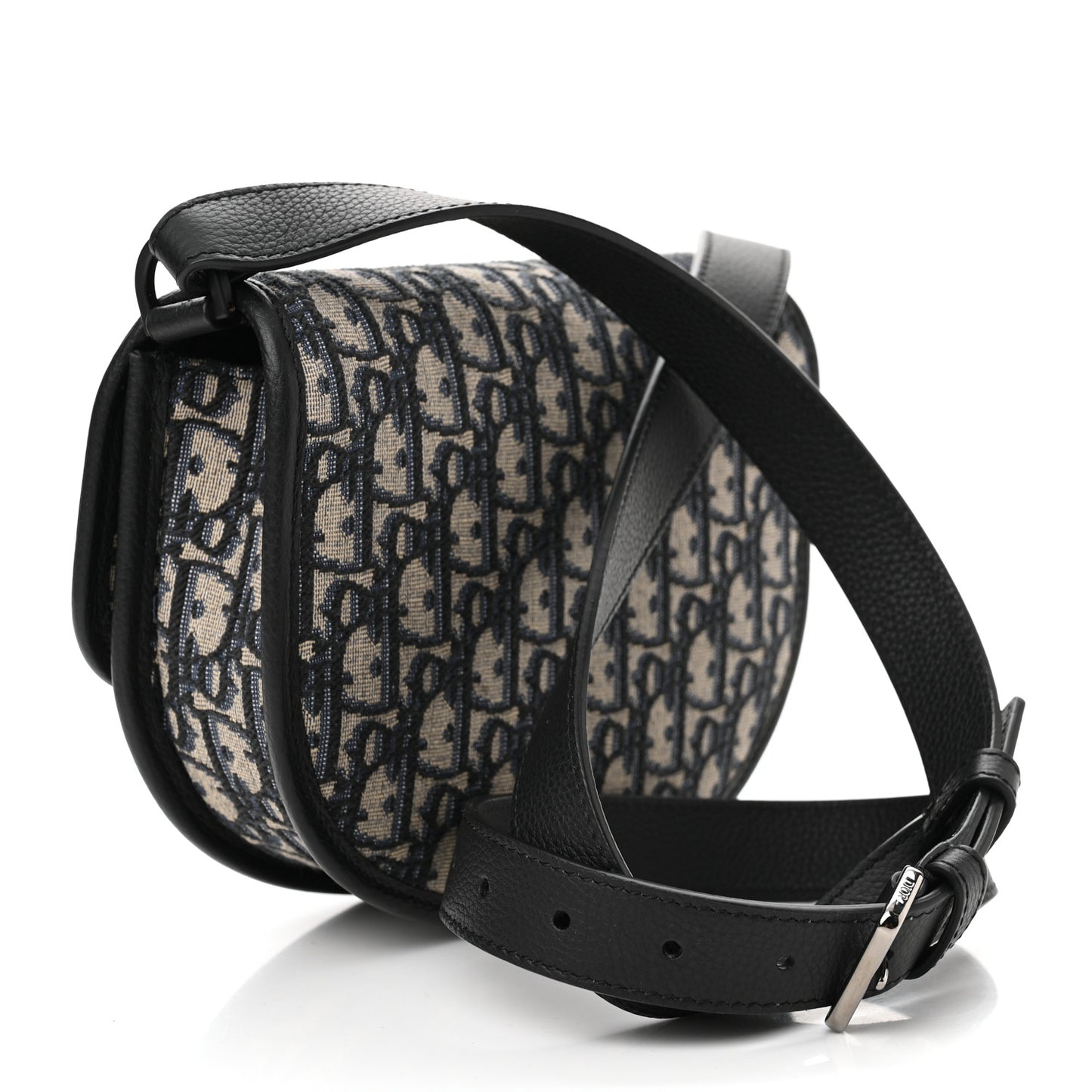 Oblique Grained Calfskin Mini Gallop Bag With Strap Black Beige