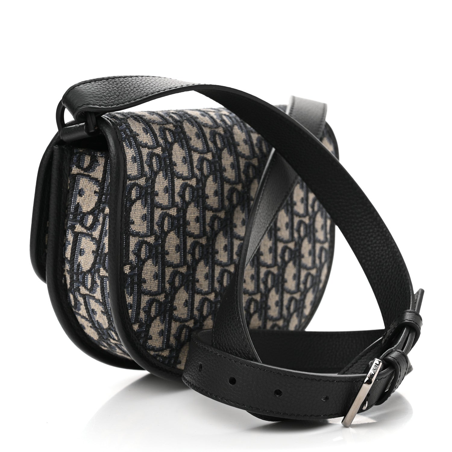 Christian Dior Oblique Grained Calfskin Mini Gallop Bag With Strap Black Beige 3 of 9
