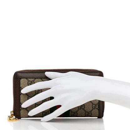 Gucci GG Supreme Monogram Web Ophidia Zip Around Wallet Brown 2 of 10