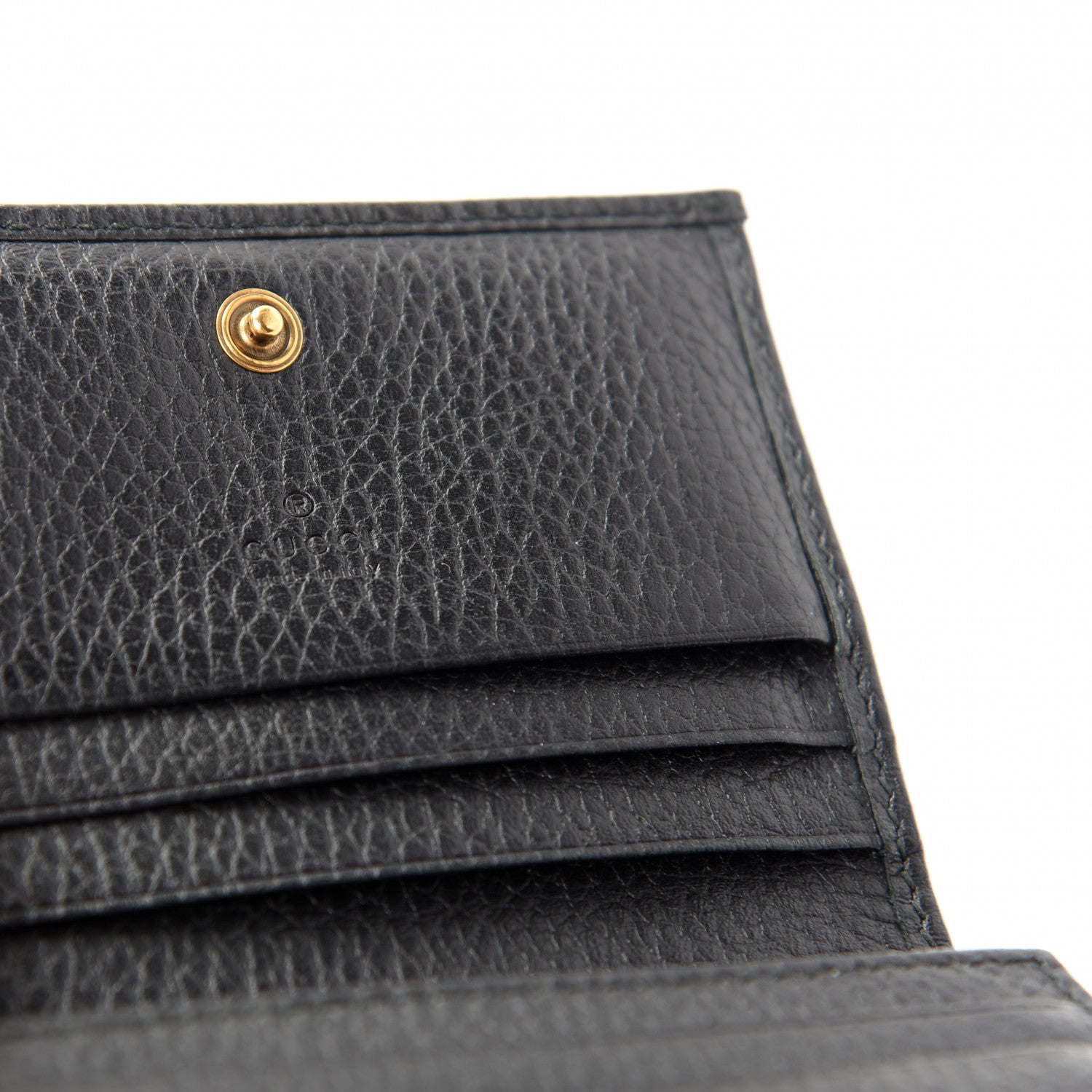 Gucci Pebbled Calfskin Butterfly Card Case Black 6 of 7