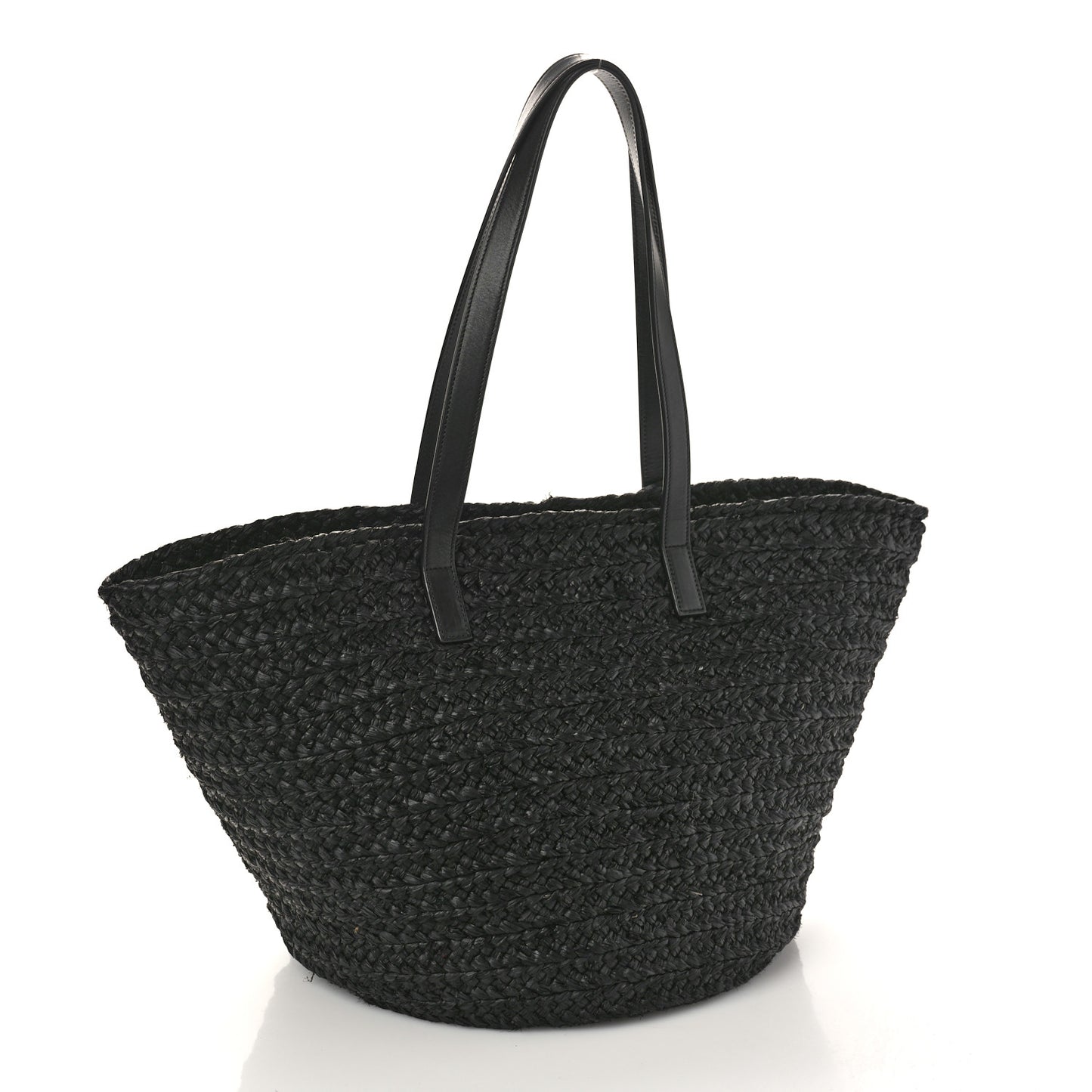 Raffia Medium Panier Bag Black