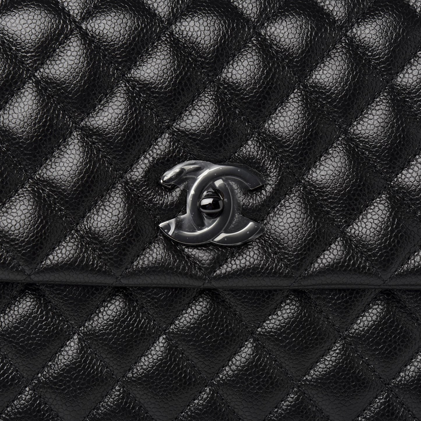 Caviar Quilted Medium Coco Handle Flap So Black