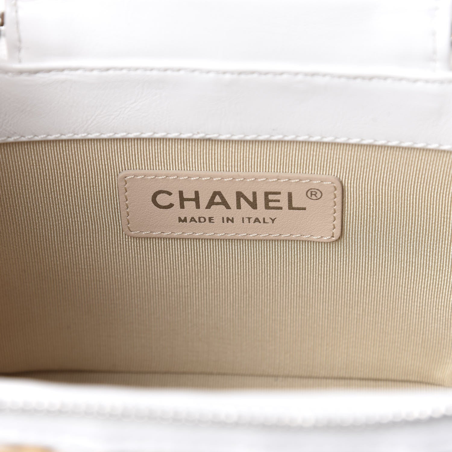 Chanel Calfskin Raffia Small Vanity Case Bag White Beige 8 of 10