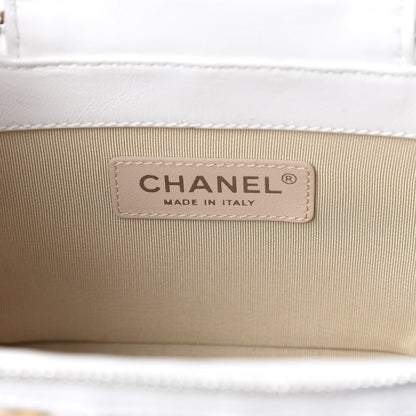 Chanel Calfskin Raffia Small Vanity Case Bag White Beige 8 of 10