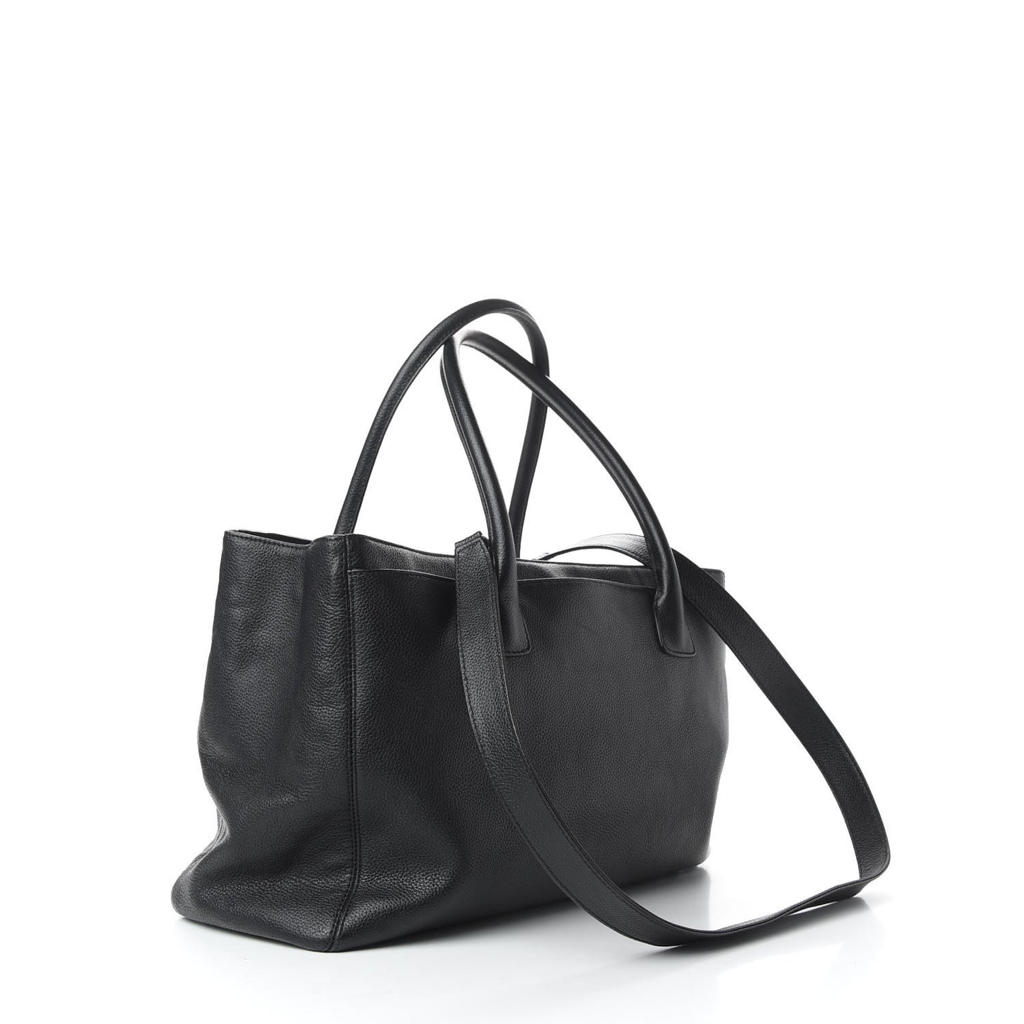 Calfskin Cerf Executive Shopper Tote Black