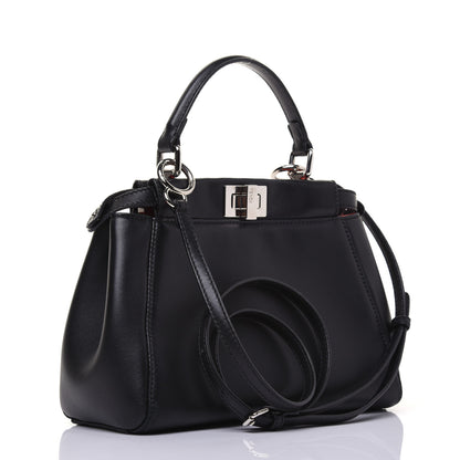 Fendi Nappa Karung Monster Eyes Mini Peekaboo Iconic Satchel Black Papavero 3 of 23