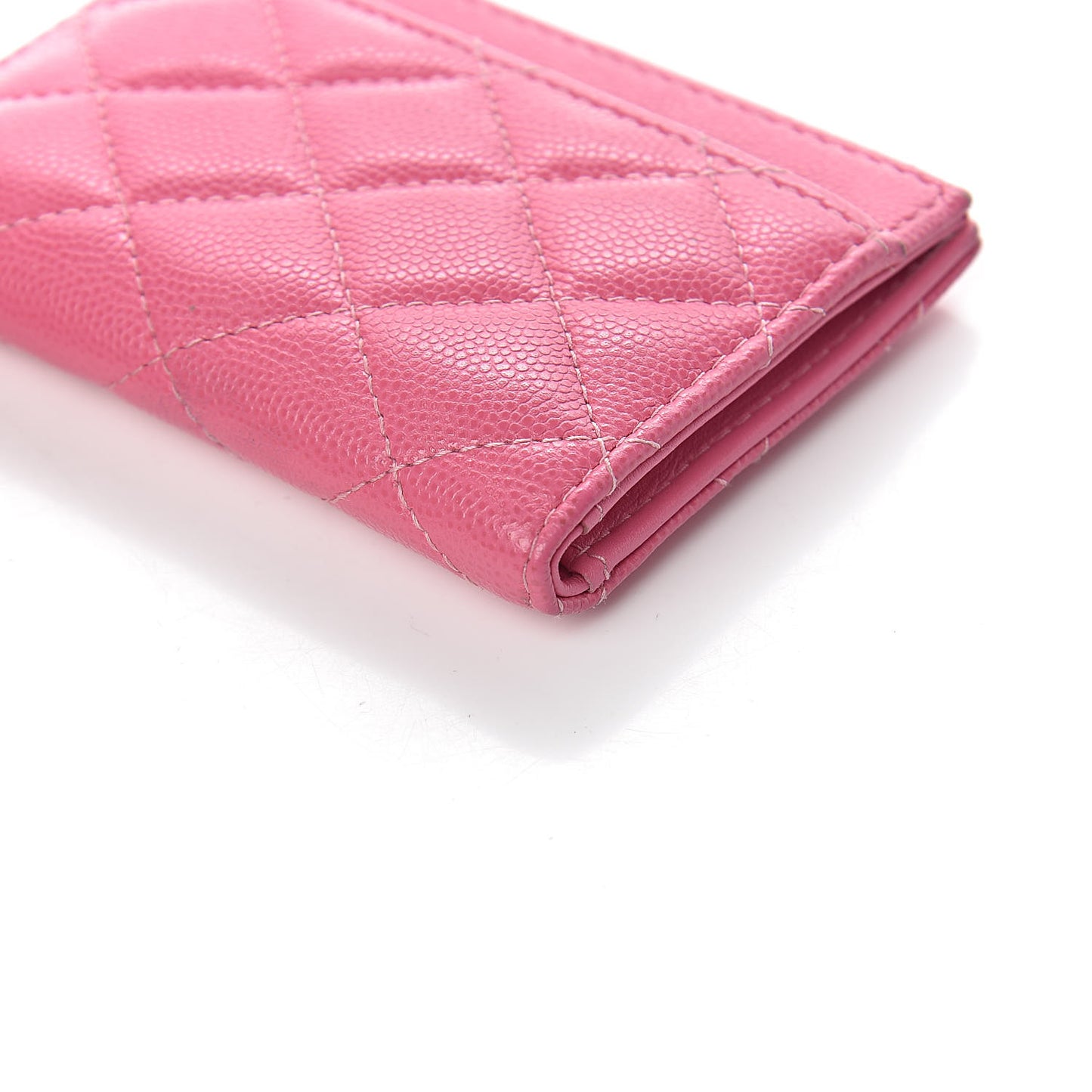 Caviar Quilted Card Holder Wallet Pink