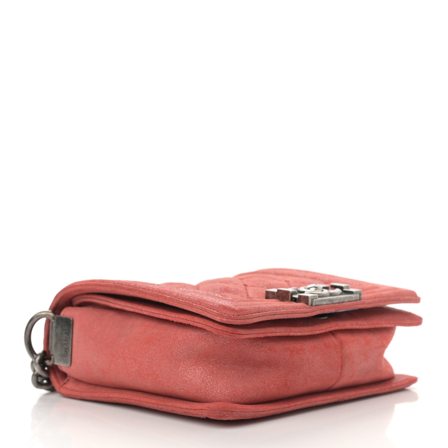 Iridescent Calfskin Quilted Small Gentle Square Boy Flap Red
