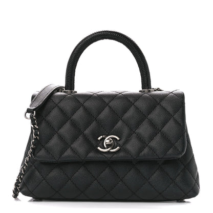 Chanel Caviar Lizard Embossed Quilted Mini Coco Handle Flap Black 1 of 12