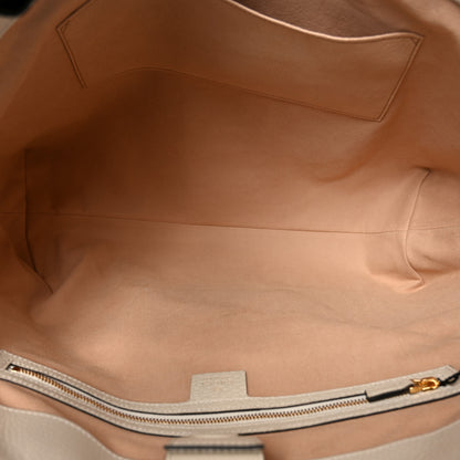 Gucci GG Supreme Monogram Textured Dollar Calfskin Web Medium Ophidia Shopping Tote Beige Ebony Mystic White 5 of 10
