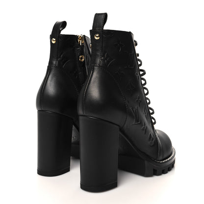 Louis Vuitton Calfskin Monogram Star Trail Ankle Boots 37 Black 4 of 8