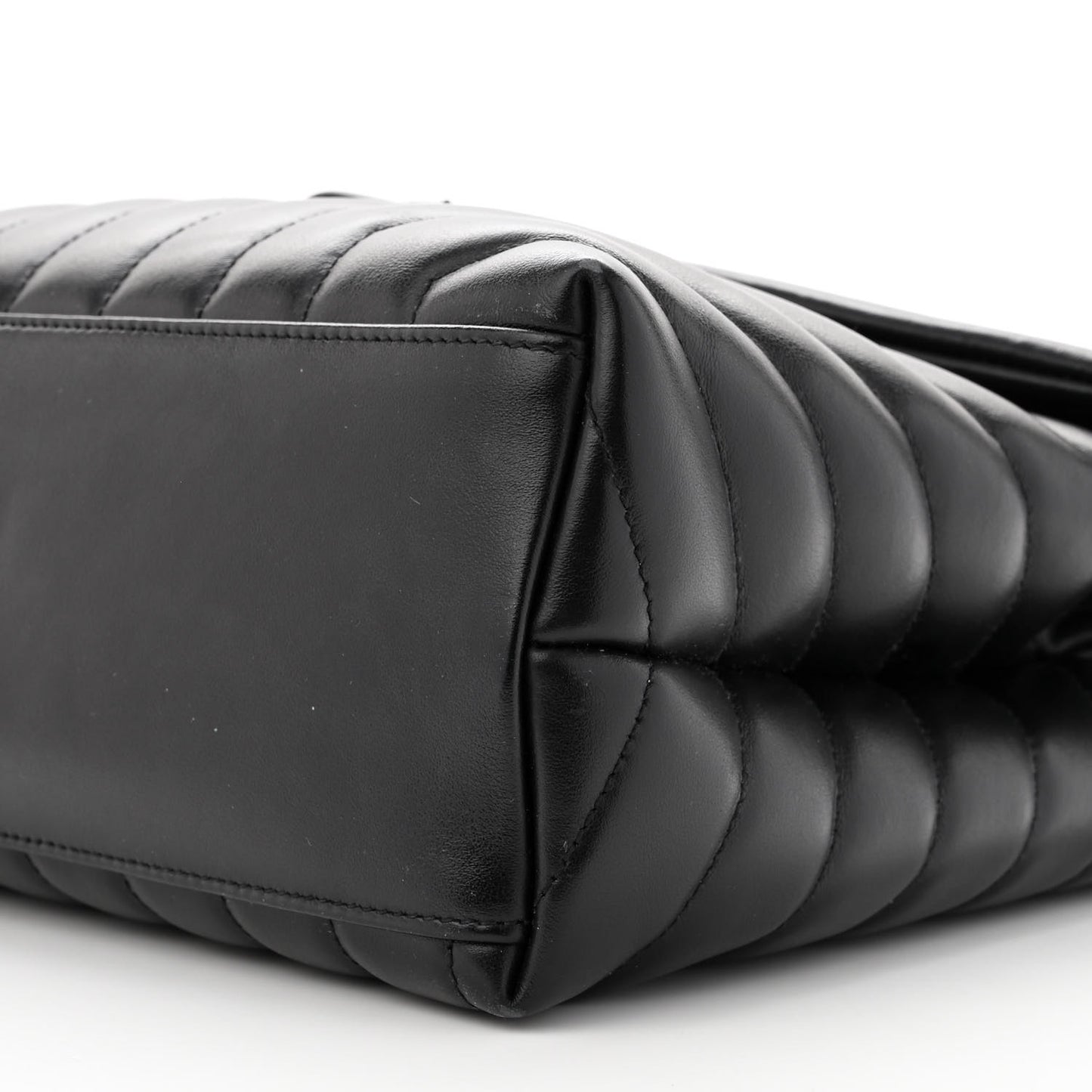 Calfskin Y Quilted Monogram Monochrome Medium Loulou Chain Satchel Black