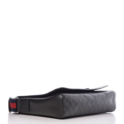 Gucci GG Supreme Monogram Web Flap Messenger Bag Black Grey 4 of 13
