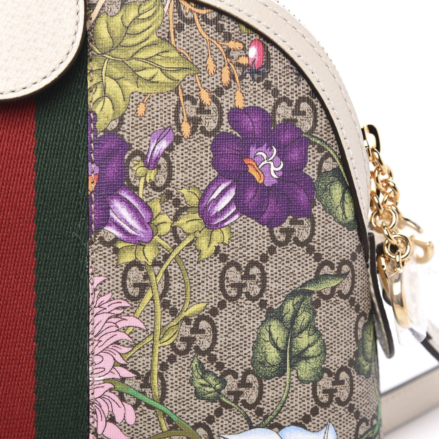 Gucci GG Supreme Monogram Flora Web GG Small Ophidia Dome Shoulder Bag White 11 of 12