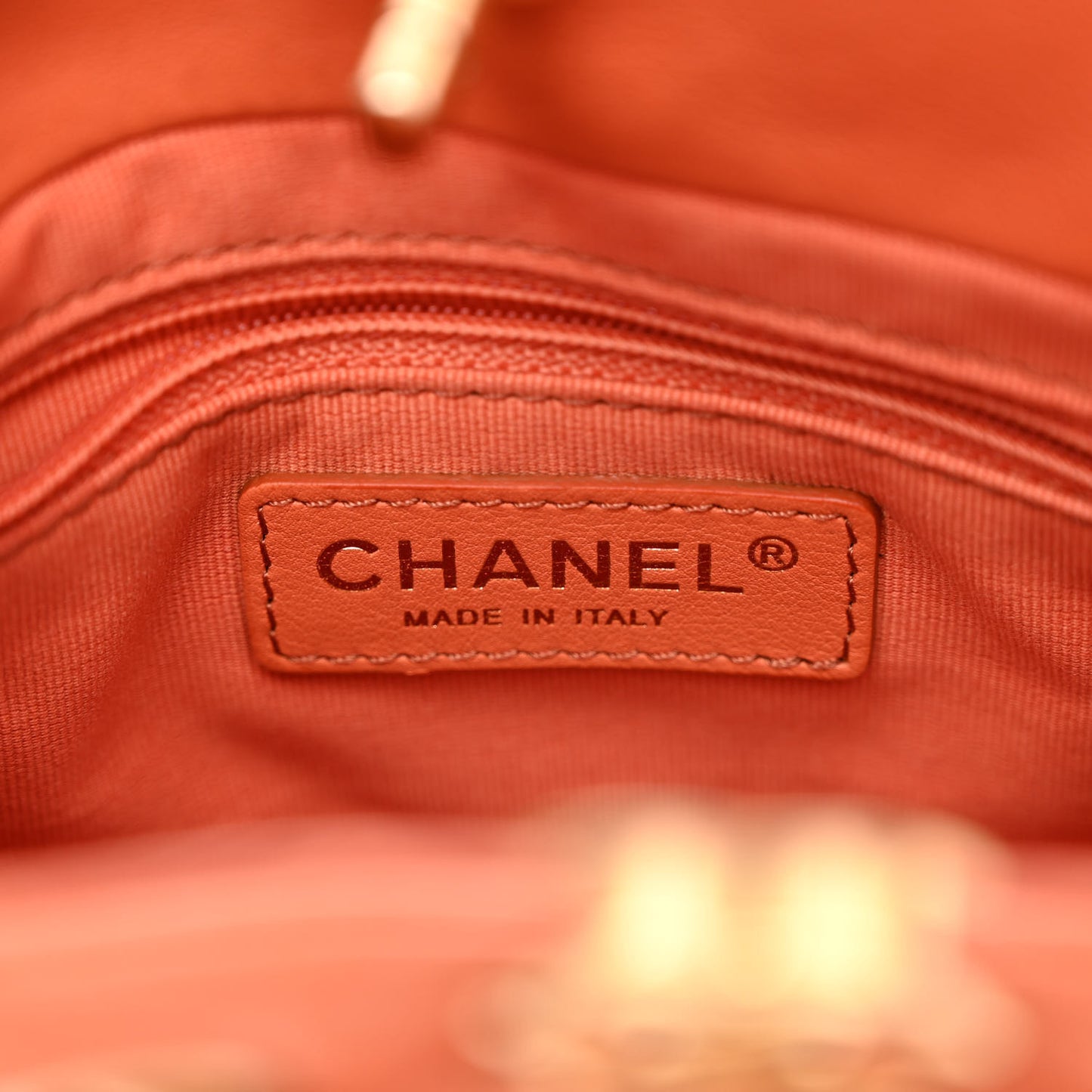 Calfskin Quilted Small CC Chain Bucket Backpack Orange