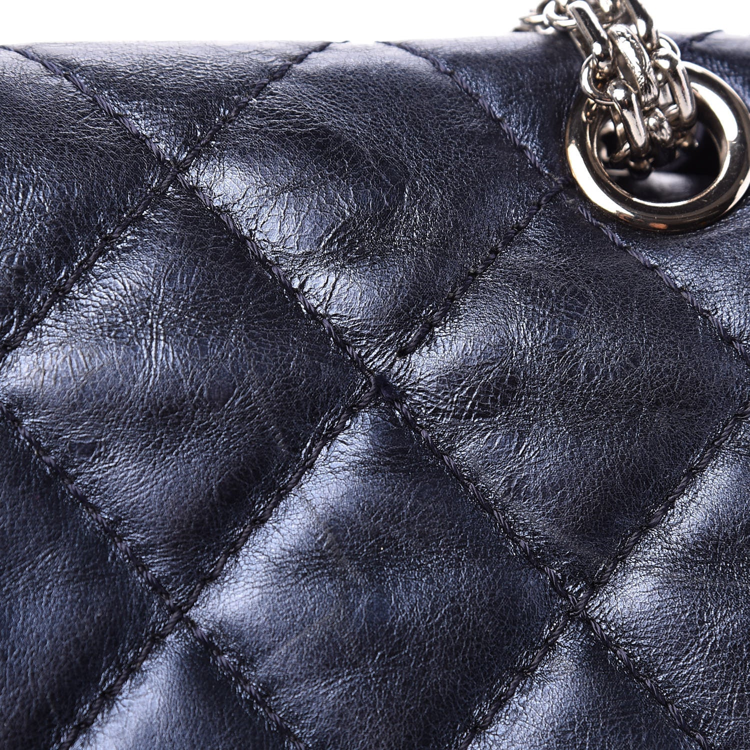 Chanel Metallic Calfskin Quilted 2.55 Reissue 227 Flap Dark Navy Blue 8 of 23