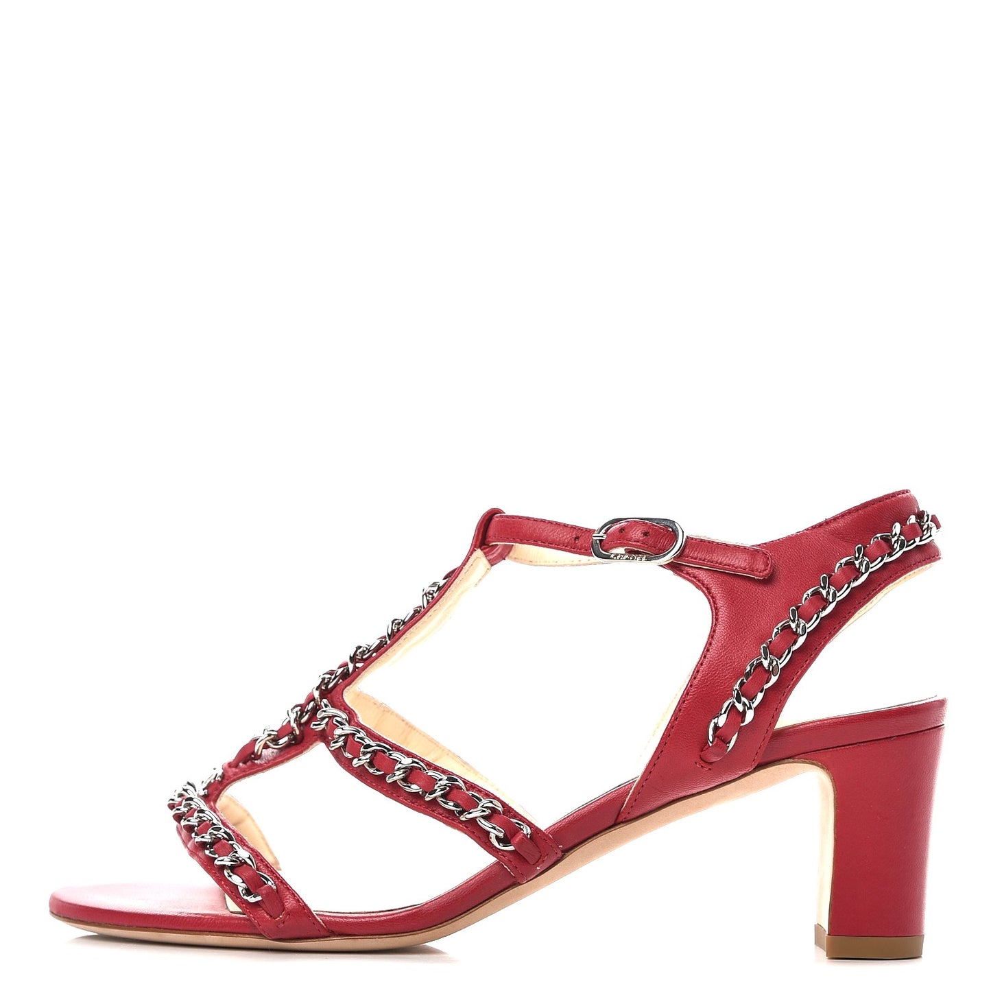 Lambskin Gladiator Chain Sandals 36 Dark Pink