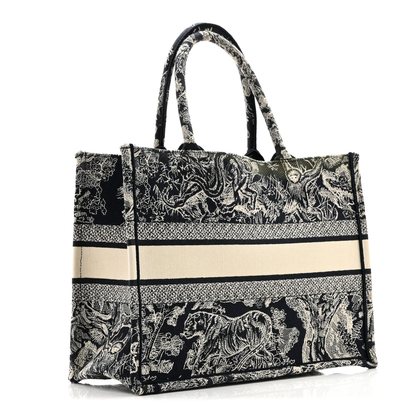 Canvas Embroidered Medium Dioriviera Toile De Jouy Reverse Book Tote Blue