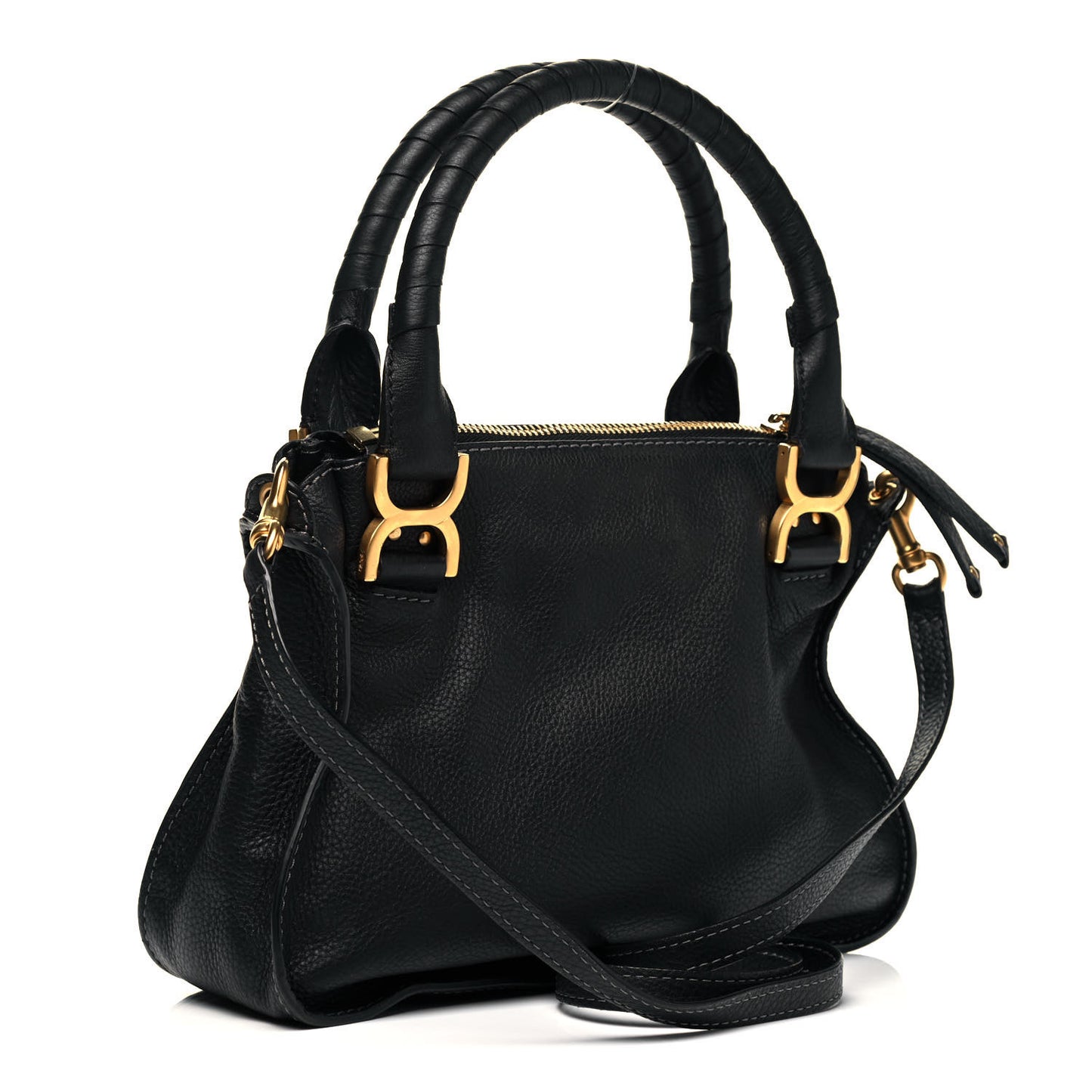 Calfskin Small Marcie Satchel Black