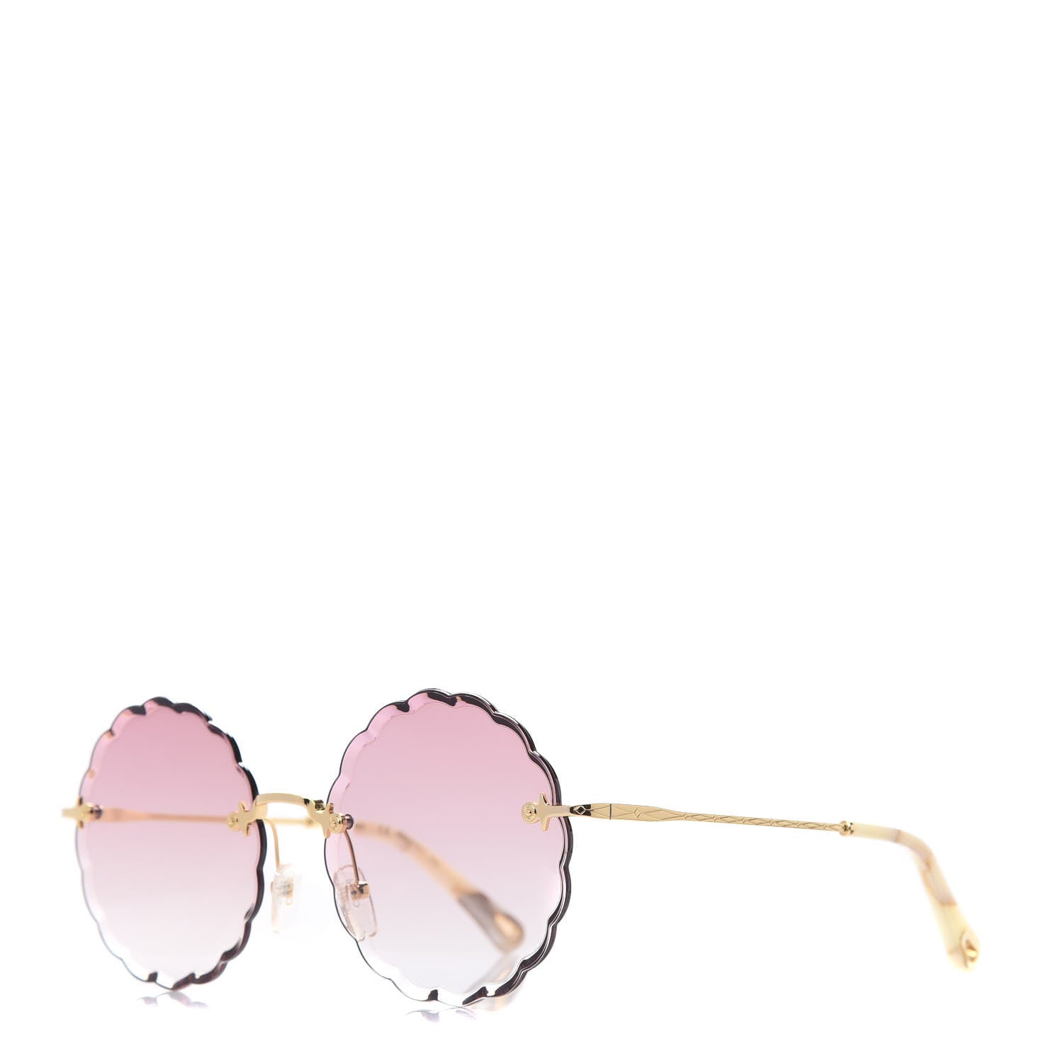 Chloe Rosie Bevelled Round Sunglasses CE142S Gold Gradient Coral 1 of 7