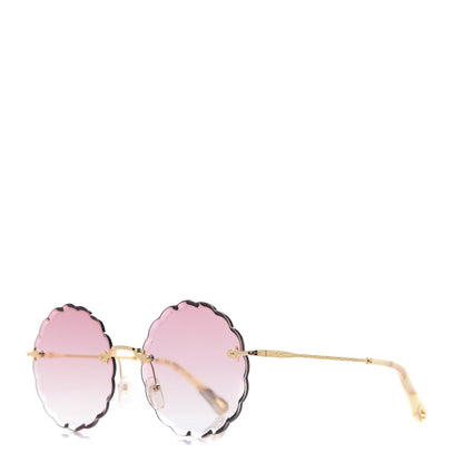 Chloe Rosie Bevelled Round Sunglasses CE142S Gold Gradient Coral 1 of 7