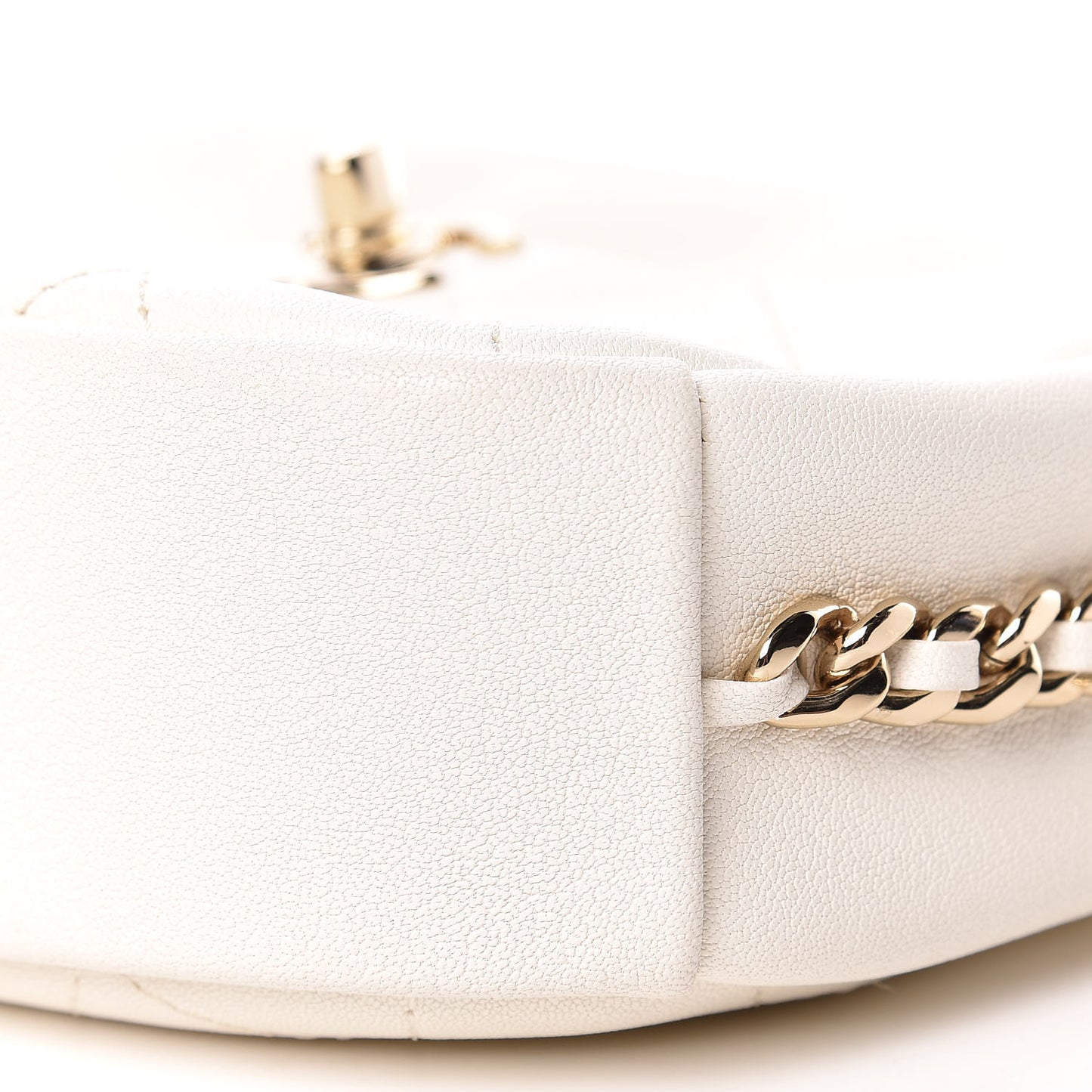 Goatskin Quilted Small Casual Trip Camera Case White