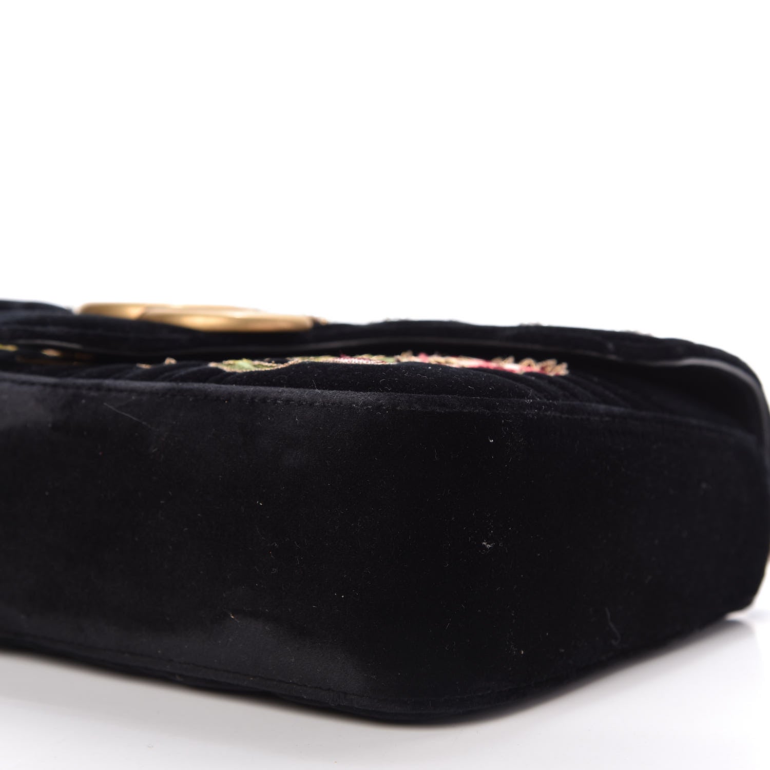 Gucci Velvet Matelasse Loved Embroidered Medium GG Marmont Shoulder Bag Black 7 of 10