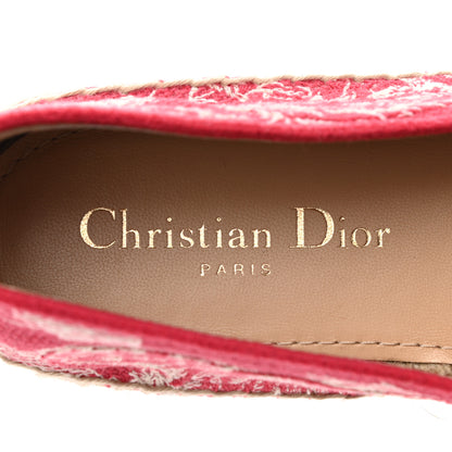 Christian Dior Embroidered Toile De Jouy Granville Espadrille 38.5 Raspberry 7 of 8