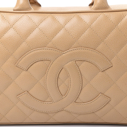 Chanel Caviar Quilted Large Bowler Bag Beige 11 of 11