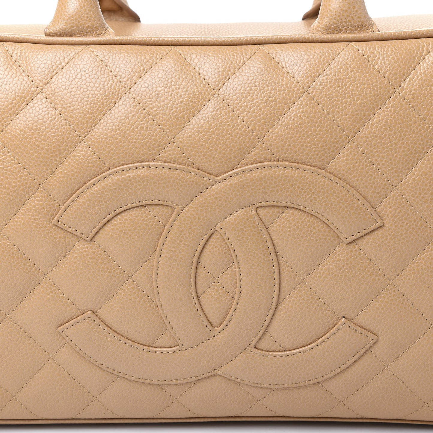 Caviar Quilted Large Bowler Bag Beige