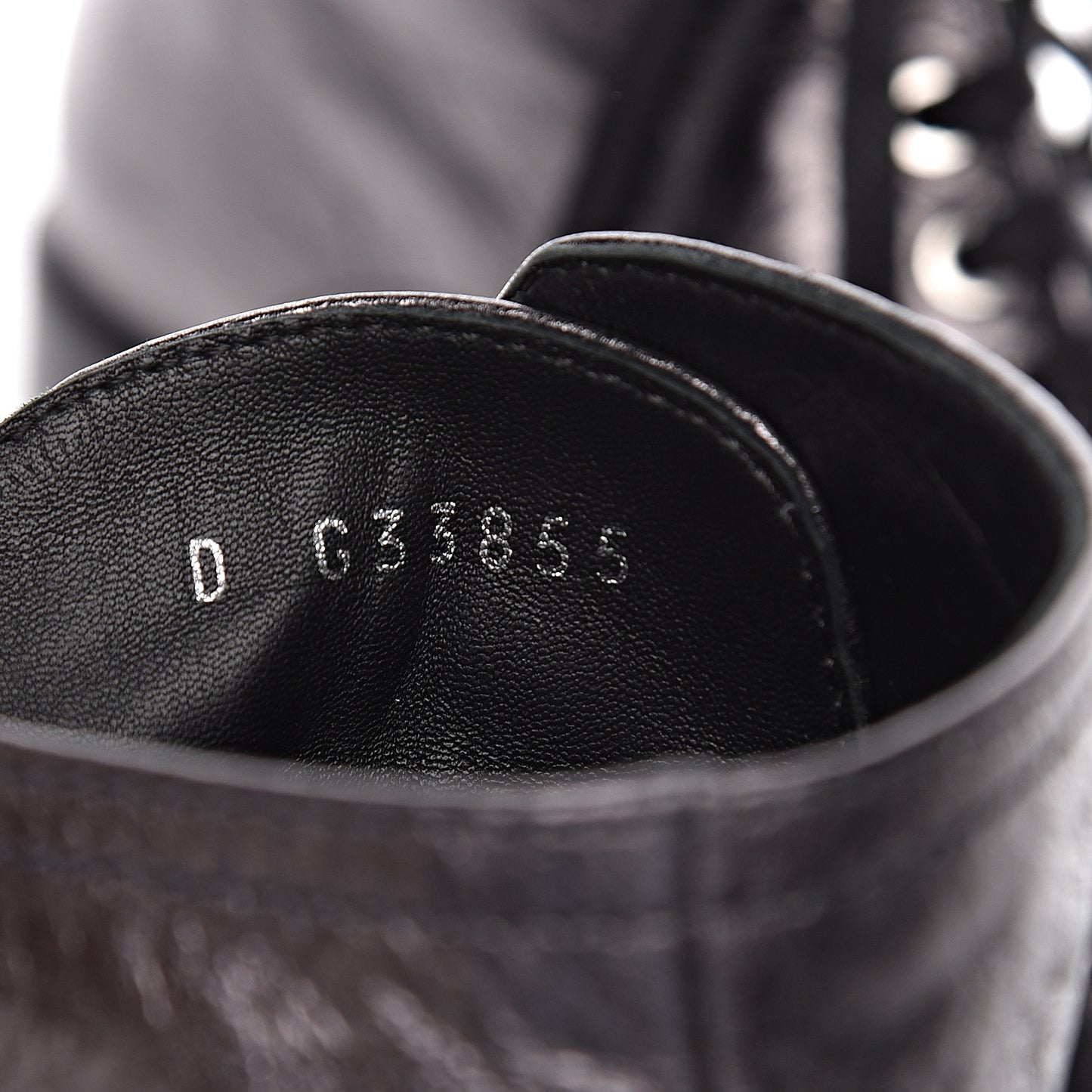 Metallic Calfskin CC Ankle Boots 40.5 Silver Black