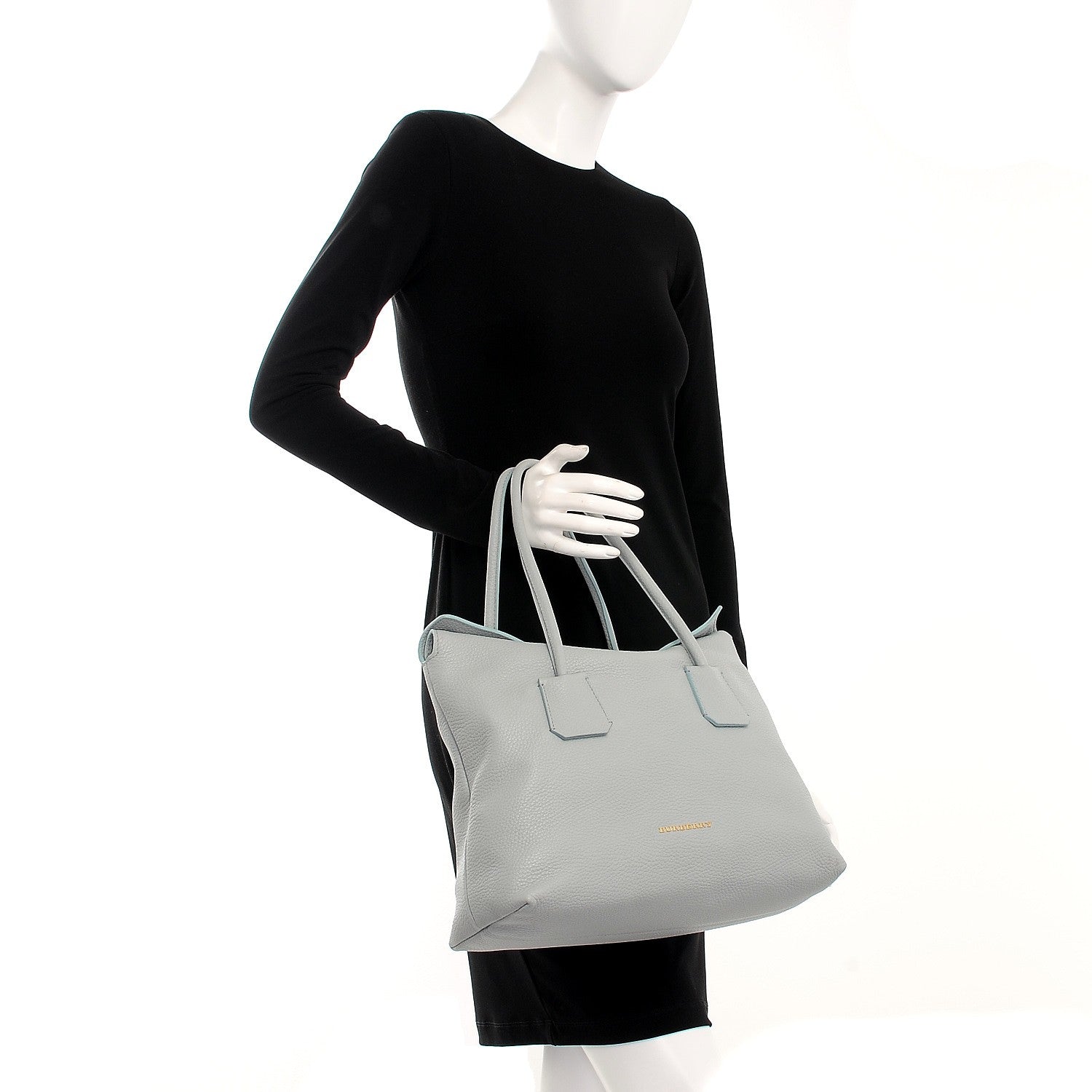 Burberry London Grainy Calfskin Medium Baynard Tote Sky Blue 2 of 10