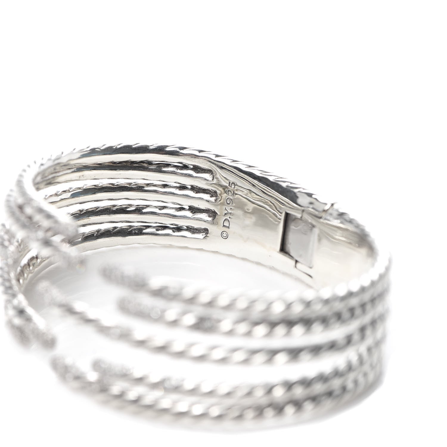 David Yurman Sterling Silver Diamond 5-Row Open Willow Bracelet 4 of 4
