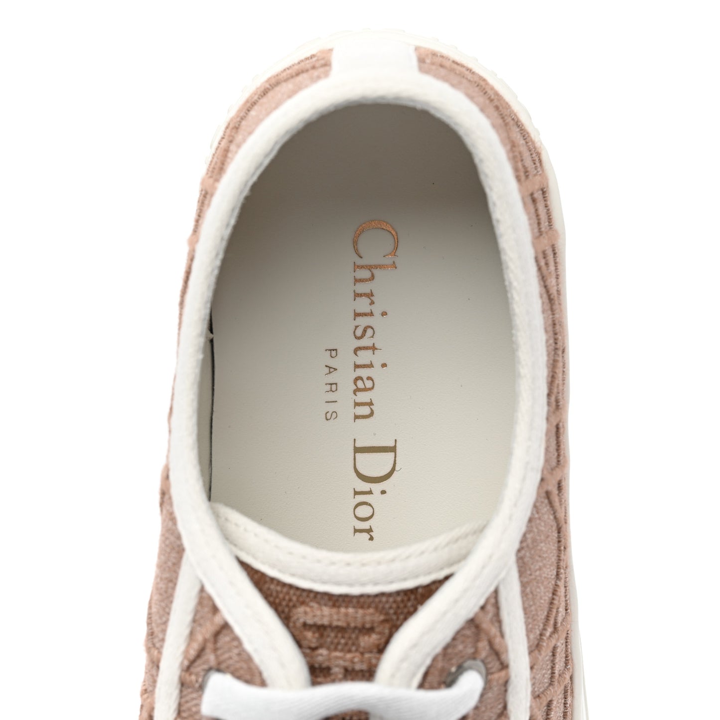 Canvas Cannage Embroidered Womens Walk'N'Dior Low Top Sneakers 35.5 Clay