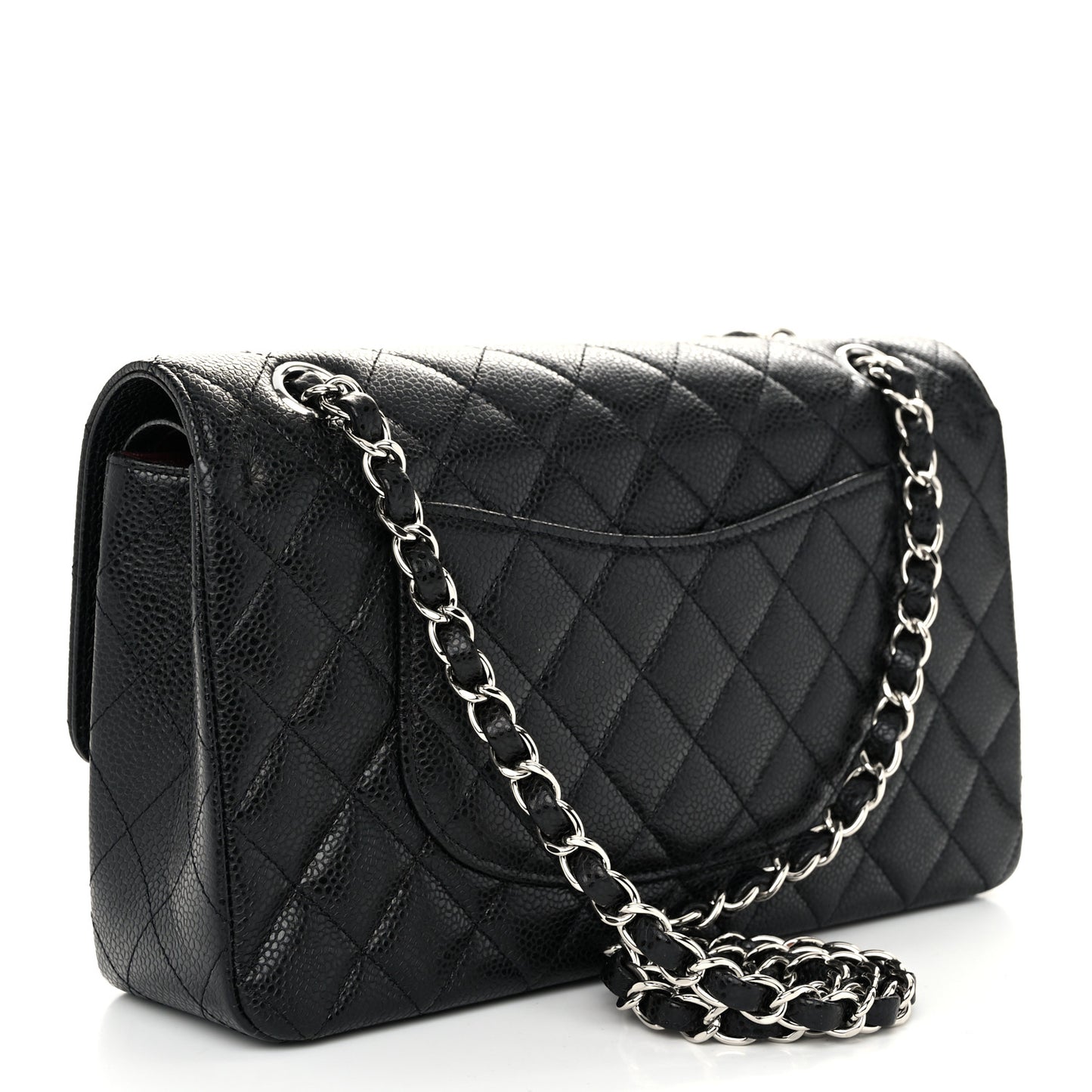Caviar Quilted Medium Double Flap Black
