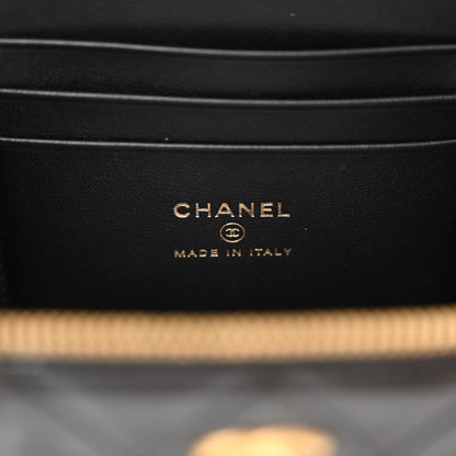 Chanel atent Enamel Quilted Small Coco Hearts Vanity Case With Chain Black 6 of 11