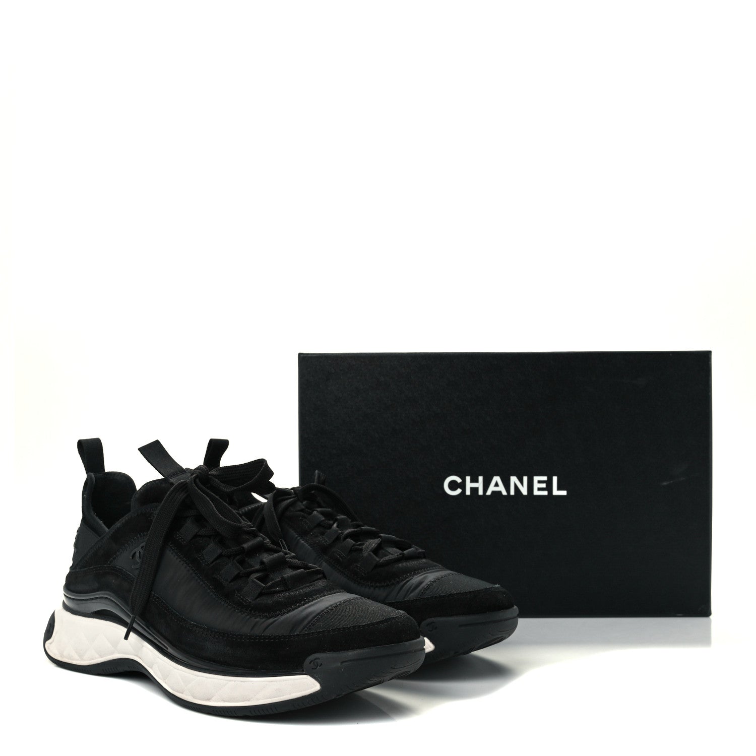 Chanel Velvet Calfskin Mixed Fibers CC Sneakers 41.5 Black 11 of 11