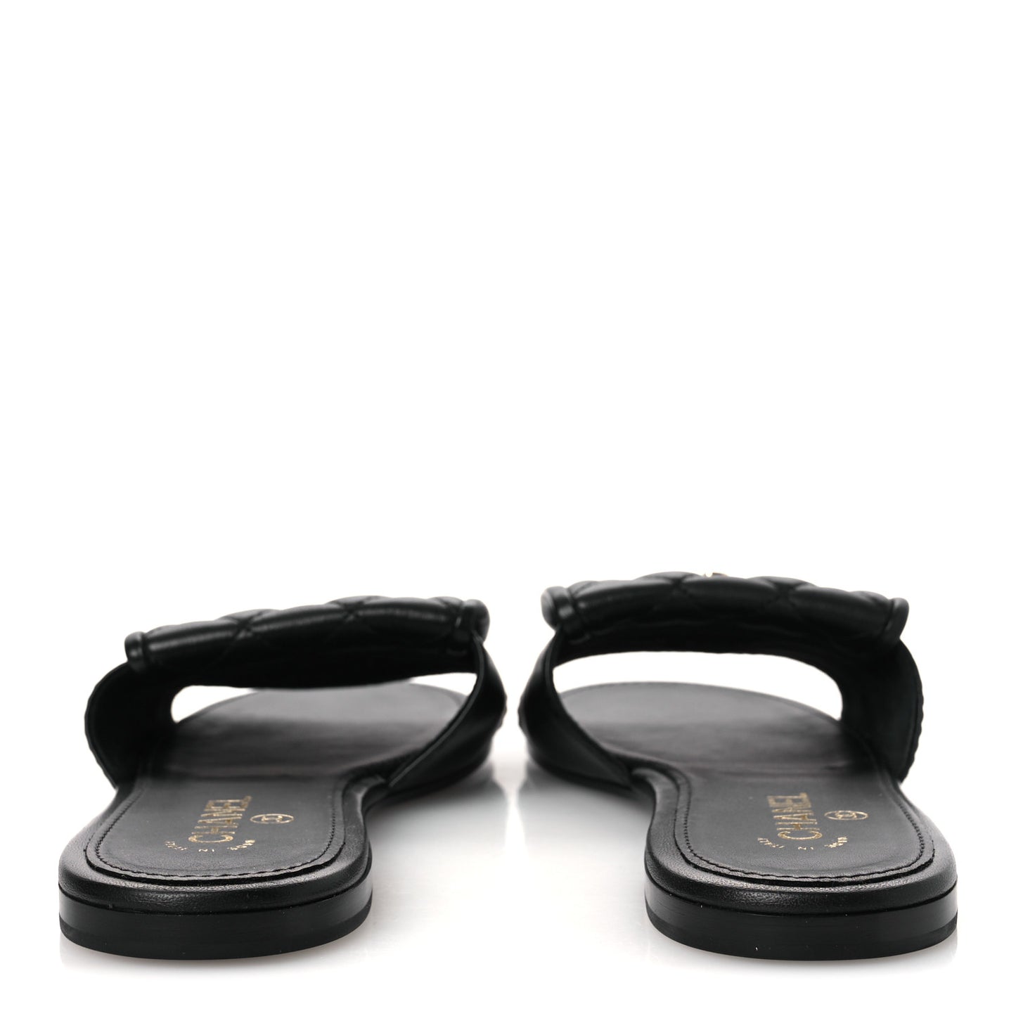 Lambskin Quilted Turnlock Flat Mules 39 Black 39.5 Black