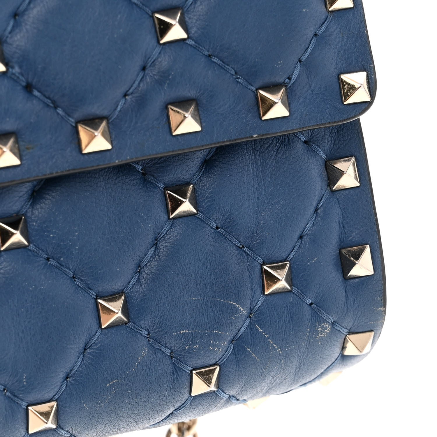 Valentino Garavani Nappa Rockstud Spike Wallet on Chain Pure Blue 10 of 15