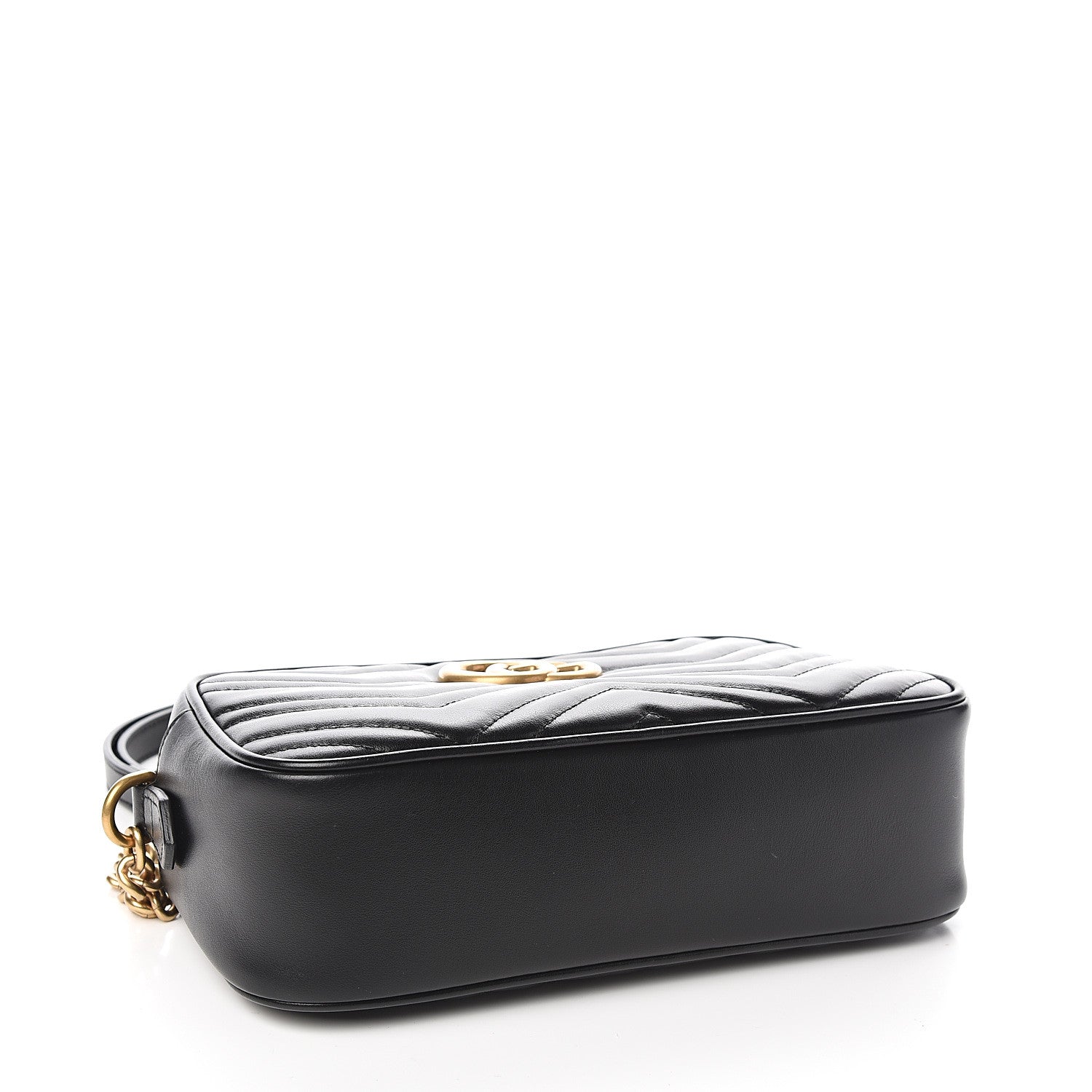 Gucci Calfskin Matelasse Small GG Marmont Chain Shoulder Bag Black 3 of 9