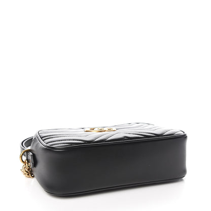 Gucci Calfskin Matelasse Small GG Marmont Chain Shoulder Bag Black 3 of 9