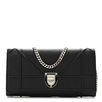 Christian Dior Grained Calfskin Diorama Croisiere Chain Wallet Black 1 of 10