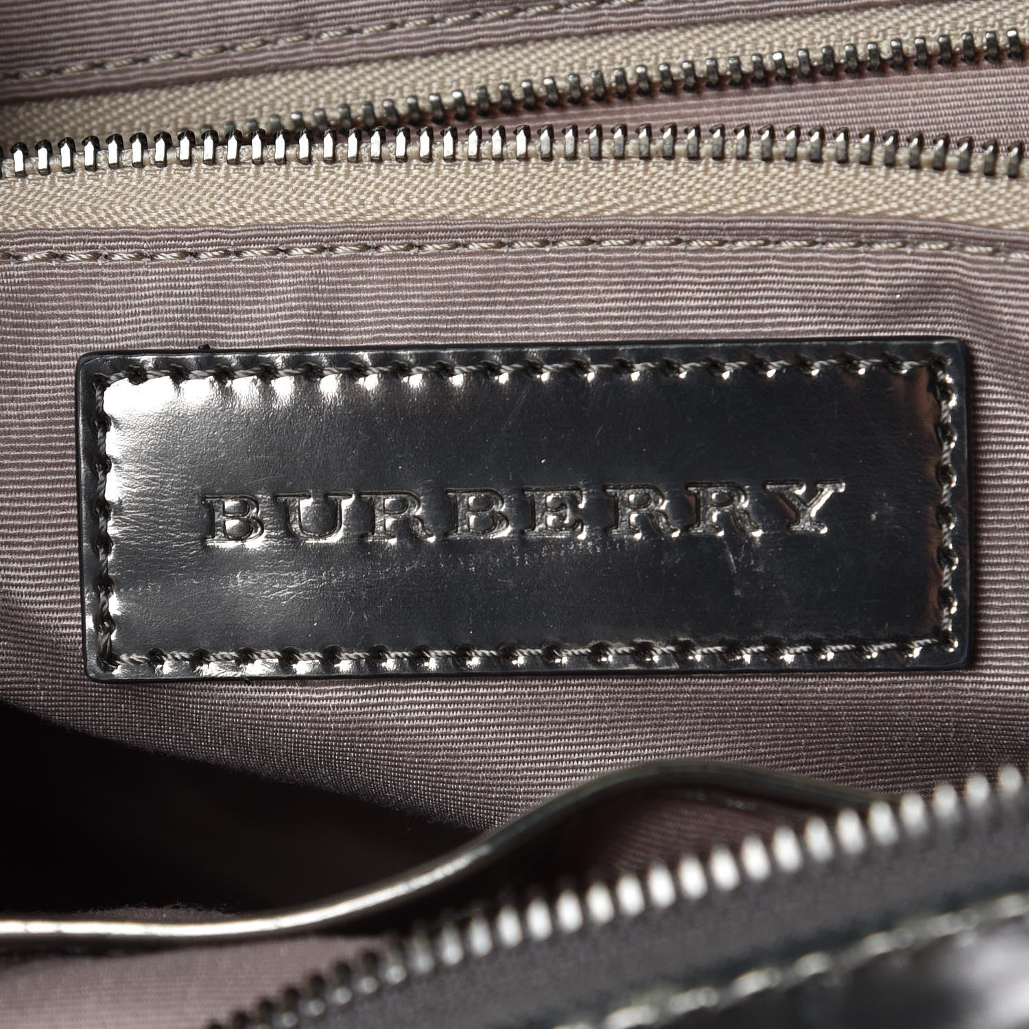 Burberry Patent Supernova Check Ashmore Tote Dark Nickel 6 of 9