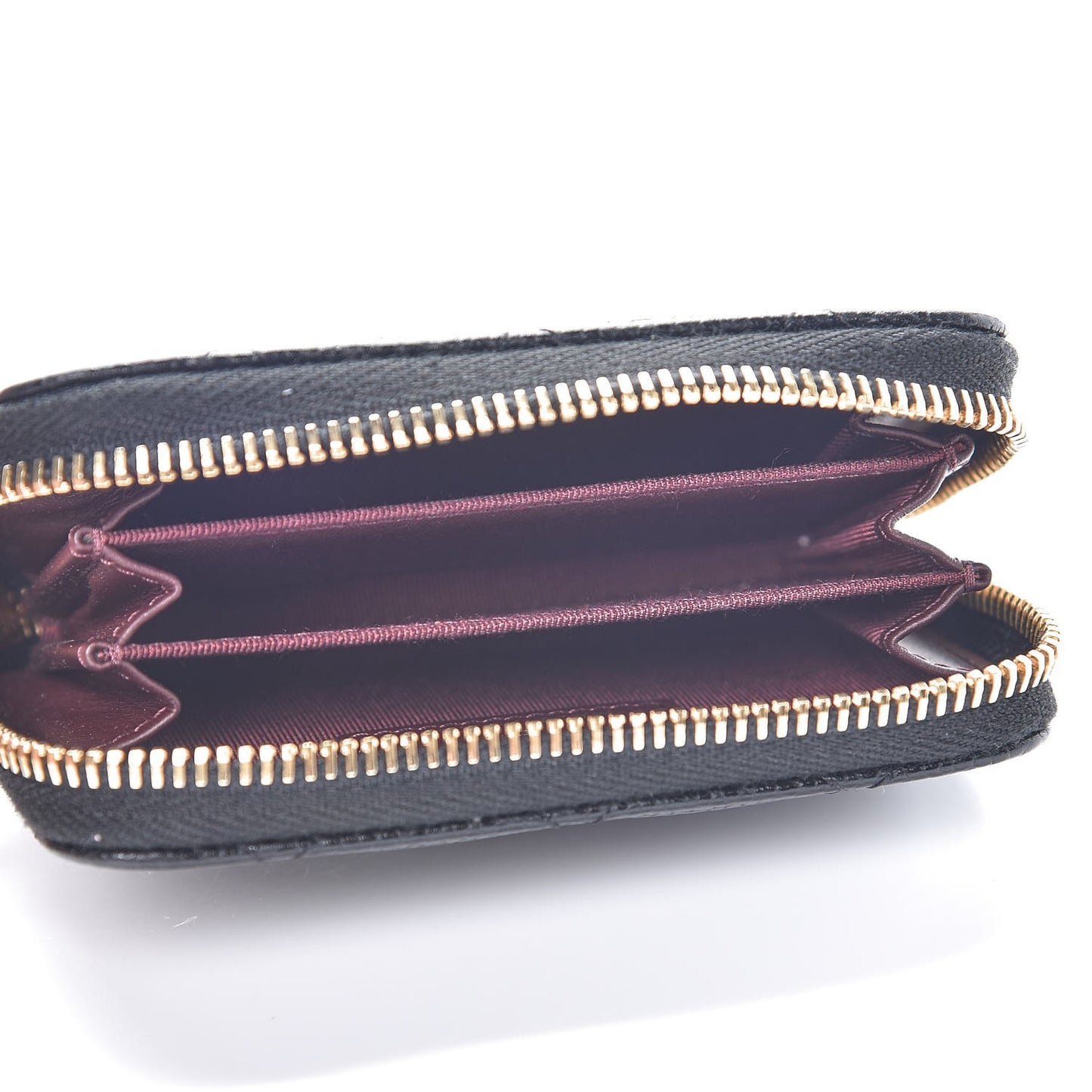 Caviar Quilted Zip Coin Purse Black