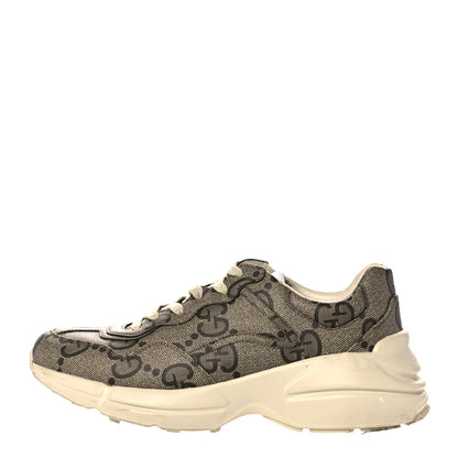 Gucci Maxi GG Supreme Monogram Gucci 100 Mens Rhyton Sneakers 8.5 Beige Ebony 1 of 15