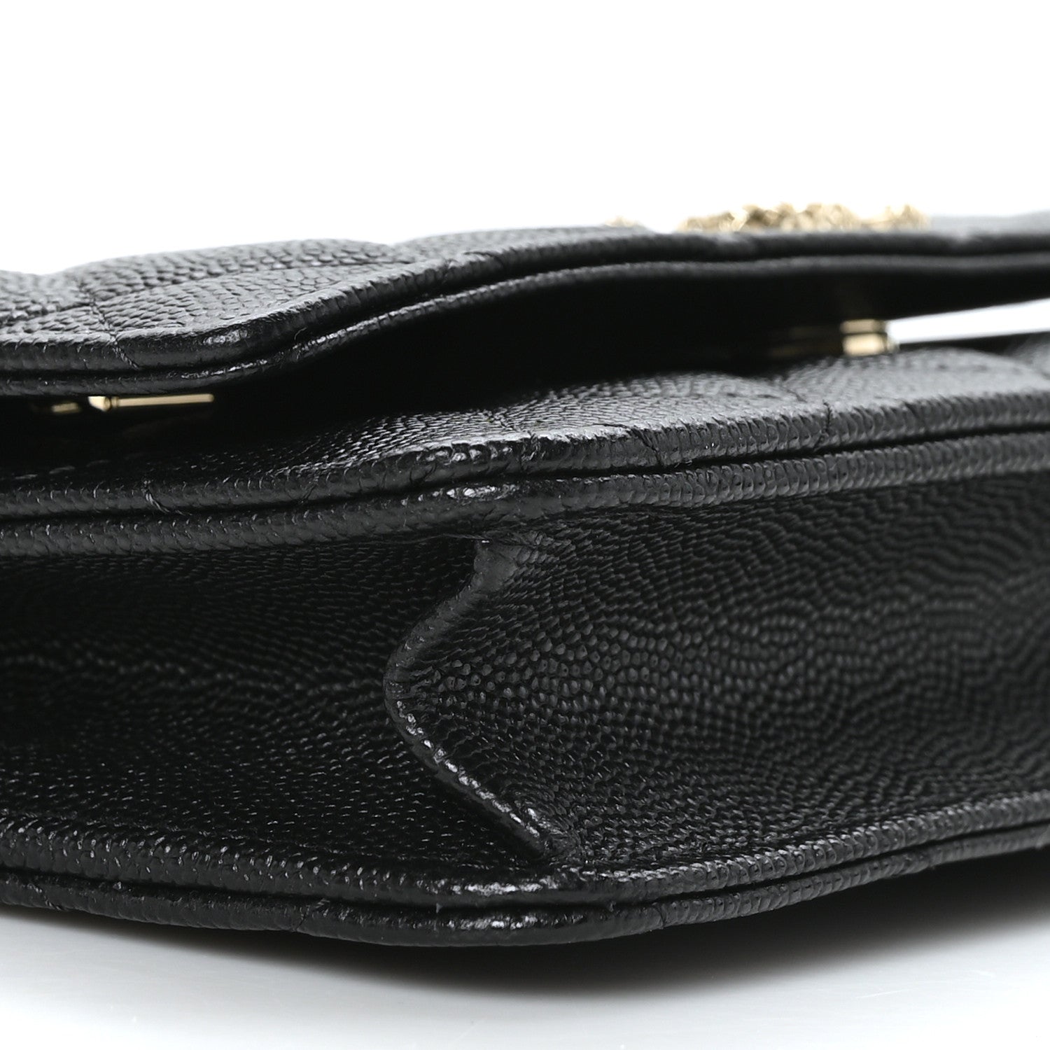 Chanel Caviar Quilted Perforated Metal CC Wallet On Chain WOC Black 8 of 9