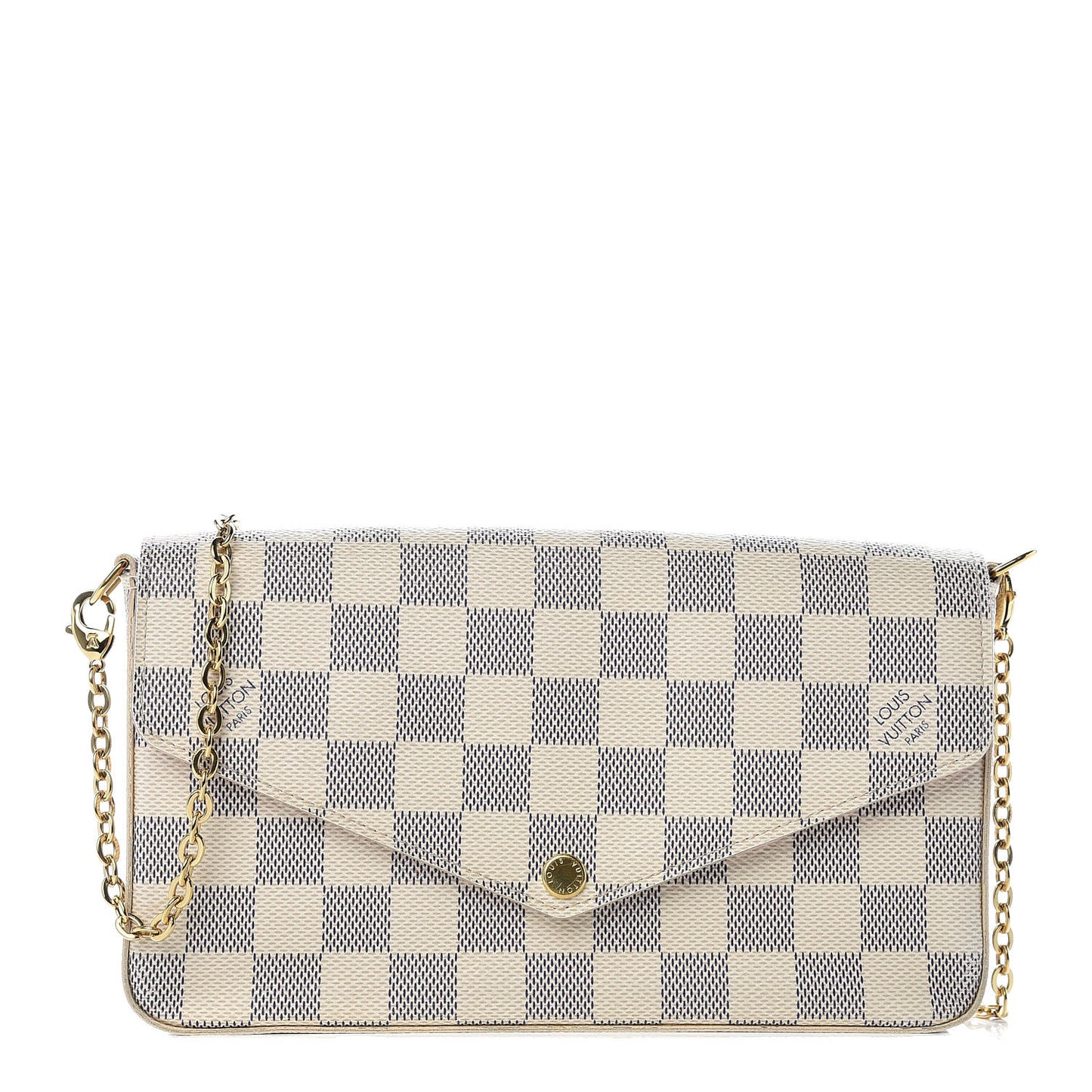 Damier Azur Pochette Felicie Chain Wallet Rose Ballerine
