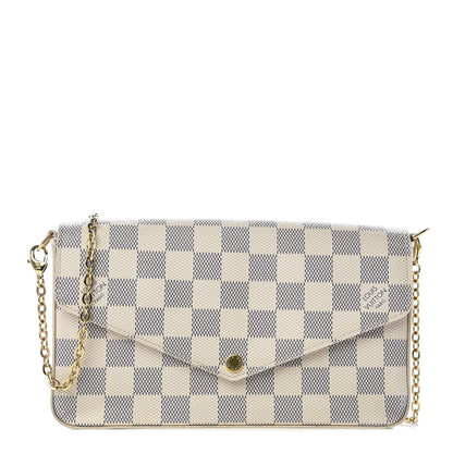 Louis Vuitton Damier Azur Pochette Felicie Chain Wallet Rose Ballerine 1 of 15